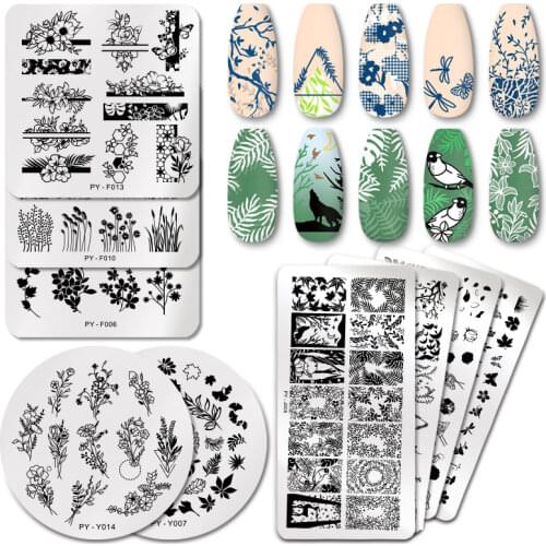 PICT YOU Flowers Series Nail Stamping Plates Natural Flower Leaves lavender Lace Stamping Templates DIY Nail Art Stencil Tools