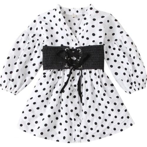 Girls Dress Small with Buttons Soft Lovely A-line Cool Elastic Waistband Children Dress for Going Out