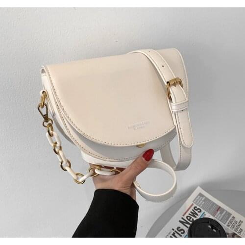 Burminsa Semicircle Saddle Chain Shouder Crossbody Bags For Women Brand Designer Push Lock Small Baguette Ladies Handbags 2021
