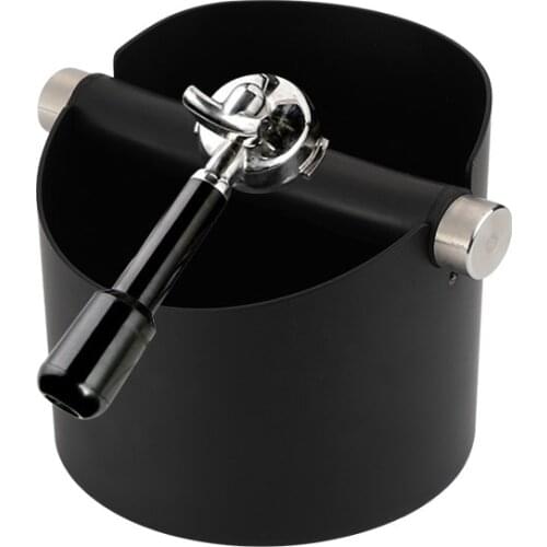 Stainless Steel Espresso Knock Box Anti slip Coffee Grind Dump Bin Waste Bin with Detachable Knock Bar for Barista