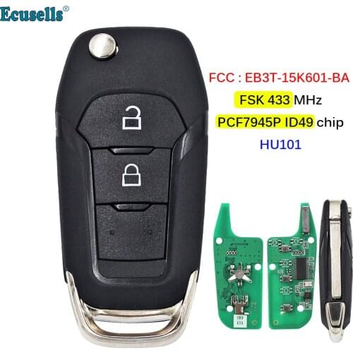 2 Buttons Remote Car Key FSK 433Mhz PCF7945P ID49 Chip for Ford Ranger F150 2015-2018 FCCID: EB3T-15K601-BA