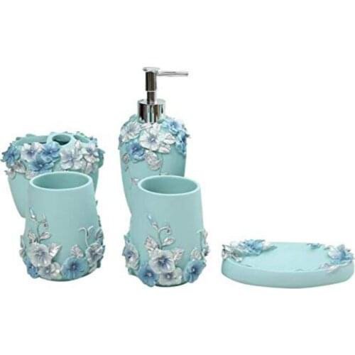 Joyous Bathroom Sets 5pcs Bath Room Accessories Set Soap Dispenser Toothbrush Toothpaste Holder Wedding Gift Home Decorative