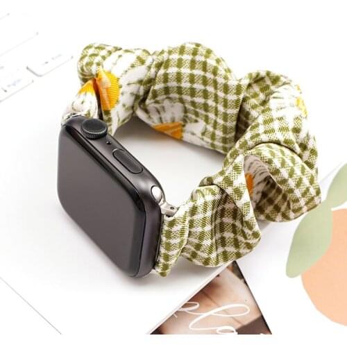 Printed fabric elastic strap for Apple Watch for iwatch 6 5 4 3 2 SE 38mm 42mm 40mm 44mm ladies hair strap replacement strap