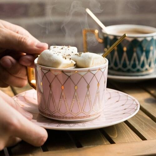 Luxurious Porcelain Esspresso Cups Coffee Mug With Spoon Saucer Noble Drinking Cups Cafe Coffee Shop Cups And Mugs Saucer