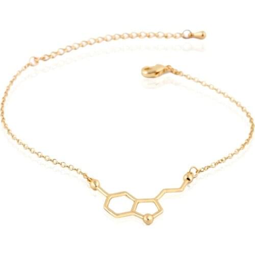 Shuangshuo Fashion Women Bracelet Serotonin Molecule Chain Link Bracelet Chemical Structure Charm Bracelet homme pulseras SL035