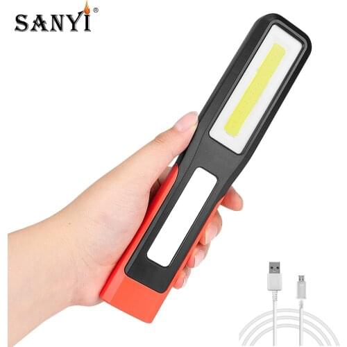 COB LED Working Light 3 Mode Inspection Lamp USB Charging Magnetic Flashlight Swivel Hook Hanging For Car Repairing With Battery