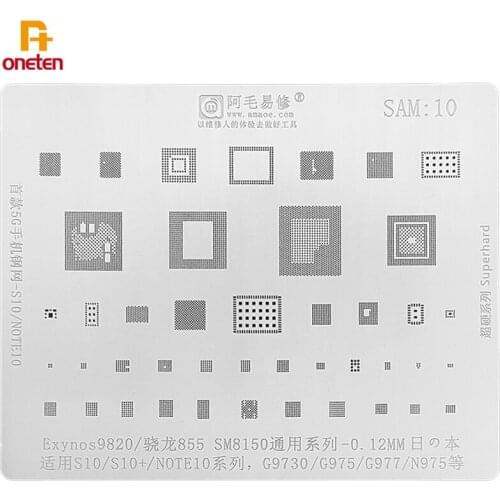 Amaoe BGA Reballing Stencil SAM10 for S10 S10+ NOTE10 series 5G G975 977 N975 steel mesh