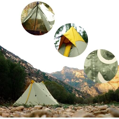 570g Ultralight Camping Backpacking Tent 2 Person 4 Seasons 20D Nylon Both Sides Silicon Coating Rodless Double Tower Large Tent