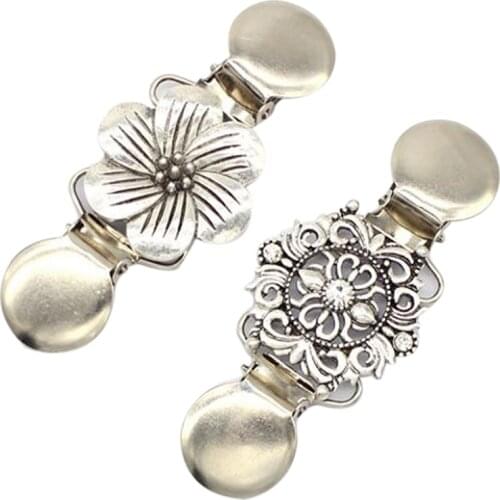 European And American Clothing Classic Flower Crystal Inlaid Clothing Clips Women Cardigan Sweater Blouse Pin Shawl Brooch Shirt