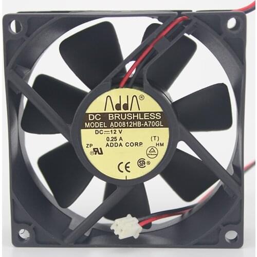 Original FOR ADDA AD0812HB-A70G 8025 80*80*25mm DC 12V 0.25A computer case server inverter cooling fan