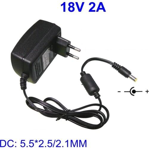 18V 2A High quality AC Converter Adapter 100V-240V TO DC 18V 2A CCTV Camera Power Supply EU US Plug DC 5.5mm x2.5mm /2.1mm