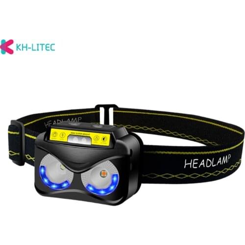 XPG COB Yellow light LED Headlamp Body Motion Sensor 6 Modes Headlight Rechargeable Head Flashlight Torch for Camping Hunting