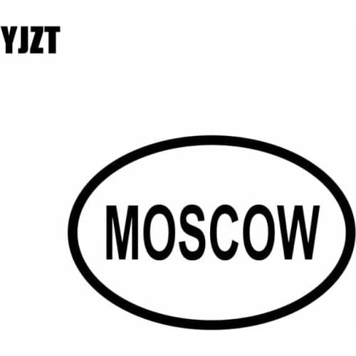 YJZT 13.4CM*9.1CM Moscow City Country Code Oval Car Sticker Bumper Vinyl Decals Black Silver C10-01216