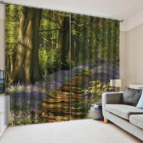 Custom curtains Landscape Woods lavender Photo Printing Blackout 3D Curtains for Living Room Bedding Room Hotel Drapes Cortinas
