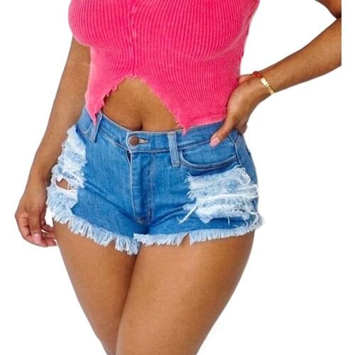 2021 New European Beauty Sexy Denim Shorts Jeans Women High Waist Casual Hole Summer Thong Booty Shorts