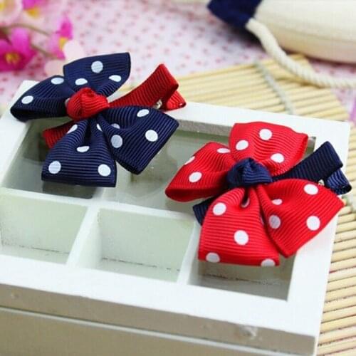 1pcs Newly Design Fashion Grosgrain Children Headdress Girls Cute Hair Clips Headwear Big Bow Dot Hairpins Baby Hair Accessories