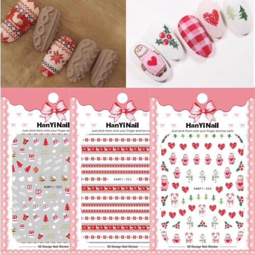 1pcs Christmas 3D Designs Nail Art Sticker Santa Claus Snowman Decals Self-Adhesive New Year Xmas Manicure Transfer Sticker new