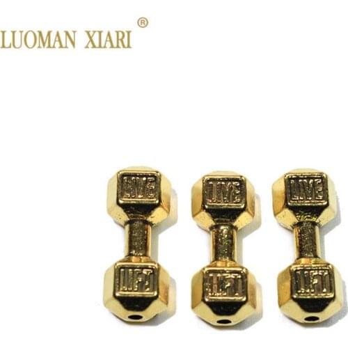 Wholesale 10/20pcs Lot Vintage Golden Silvery Alloy Beads Dumbbells Spacers Beads Charms DIY For Jewelry Making Bracelet 7*20 mm