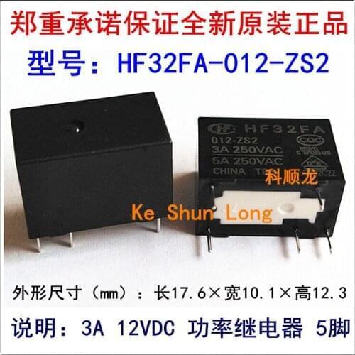 Free shipping(10pieces/lot) 100%Original New HF HF32FA-012-ZS2 JZC-32FA-012-ZS2 12VDC 5PINS 5A Power Relay