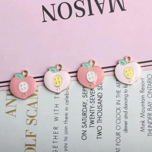 10pcs Oil Drop Cute Peach Charms Pendants Fruit Enamel Metal Charms Fit DIY Earrings Bracelets Jewelry Accessory 15*17mm YZ894