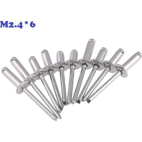 1000pcs/Lot Aluminum M2.4*6 2.4X6MM Domed round head pop rivets open end round head rivets decoration rivets metal fastners