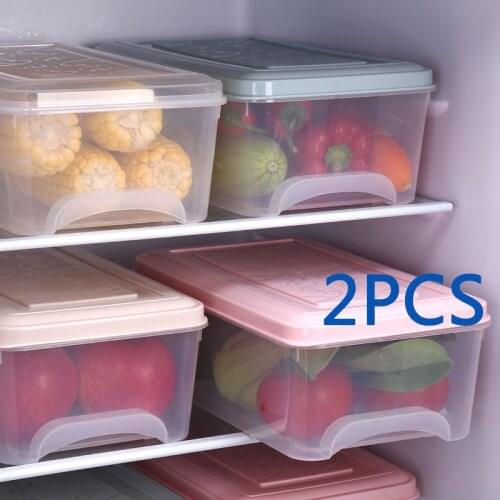 2pcs/lot Refrigerator Storage Fresh-Keeping Box Transparent Pp Storage Box Household Kitchen Freezer Box Food StorageBox KA0055
