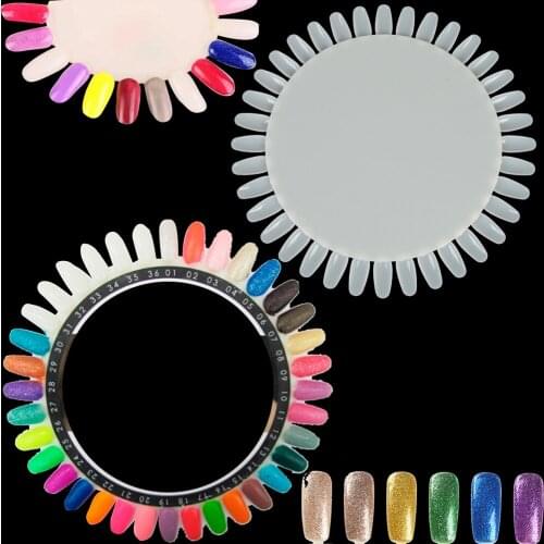 36colors disc color card Round Nail Polish Gel Color Palette Chart Display Art Tip Nail Practice Supplies Round nail models