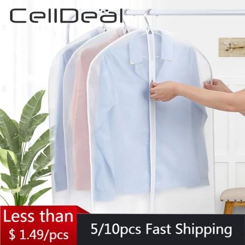 5/10PCS Dustproof Clothing Covers Transparent Coat Protector Wardrobe Anti-low Temperature Foldable Suit Hanging Garment Bag