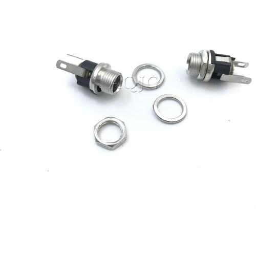 5Pcs 5.5-2.5MM 5.5 * 2.5 DC Socket With Nut DC Power Jack Socket Female Panel Mount Connector