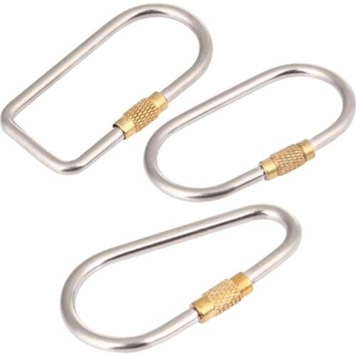 5pcs/lot Titanium Locking Carabiner D-ring Gourd O Shaped D Shaped Key Chain Key Ring Water Bottle Hook Clip Hanging Buckle