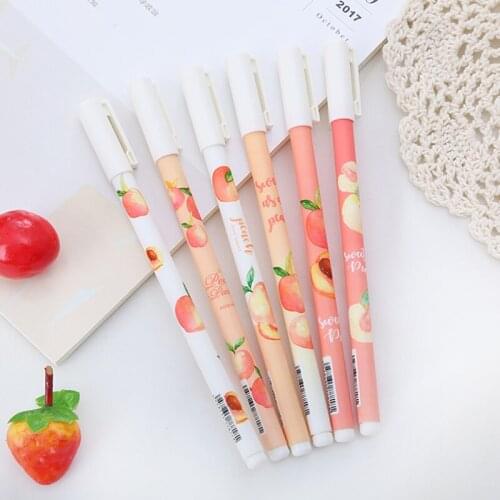 6pc Cute Gel Pen Cartoon Accessories Office School Supplies Signature Black Ink Pen Kawaii Korean Stationery