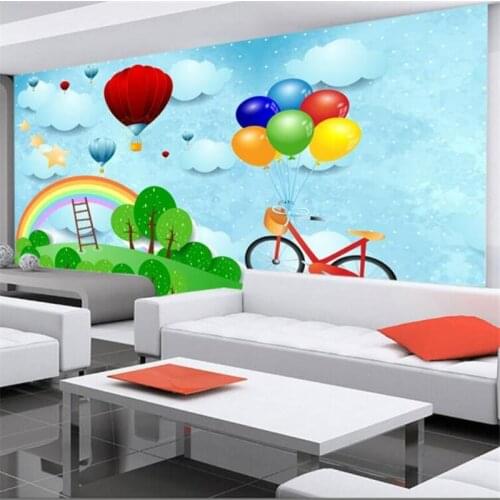 Beibehang 3 d custom wall paper hand-painted rainbow children paradise children room sofa sitting room 3 d wallpaper images