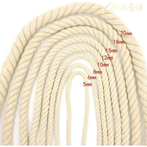Beige Cotton Rope 5mm-20mm 100% Cotton Thick Cords For Handmade Decorative Accessories
