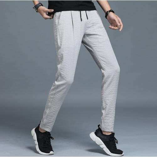 Jantour 2021 Spring Summer New thin Casual Pants Men Cotton Slim Fit Chinos Fashion Black Trousers Male Brand Clothing Plus Size