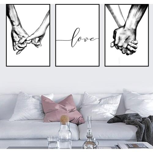 Black and White sketch Hand Love Letters Canvas Painting Wall Art Pcitures Abstract Living Room Decor Pictures for Wal Posters