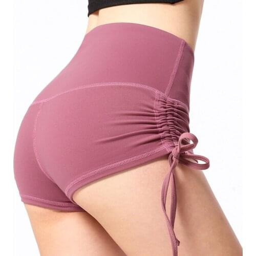 Women Shorts Push Up Sexy Hip Workout Running Tight Shorts Two Side Bandage Rope Quickly-dry Yoga Shorts
