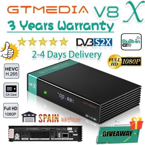 DVB-S2 Gtmedia V8X satellite receiver Full HD 1080P h.265 GT Media V8 HONOR Built in wifi GTmedia V8 nova v9 super no app