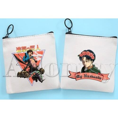 Attack on Titan Canvas Coin Purse Coin Purse Collection Canvas Bag Small Wallet Zipper Key Bag Hand Gift