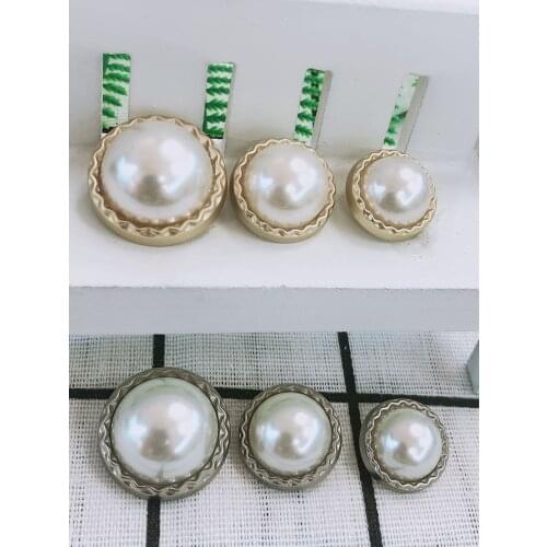 Faux Pearl Gold Metal Fashion Coat Buttons For Clothing Vintage Sweater Decorative Buttons Handmade Sewing Accessories Wholesale