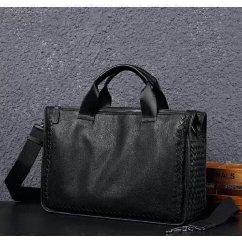 Sheepskin leather handbag Genuine Leather Male Shoulder Cross-body Laptop Business Bag for Men laptop Tote bag business