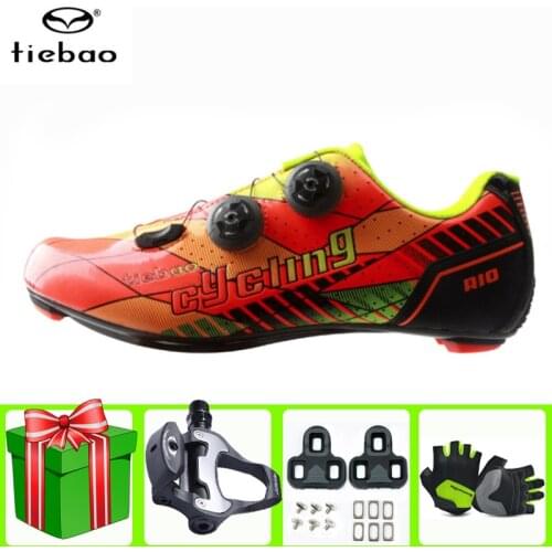 Tiebao men carbon fiber road bicycle shoes sapatilha ciclismo breathable self-locking superstar outdoor bike cycling sneakers