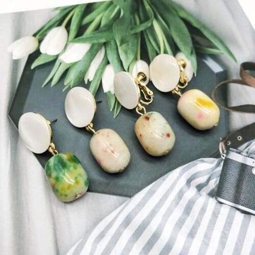 Sweet Mixed Color Natural Stone Cute Earring Colorful Cute Drop Party For Women Girl