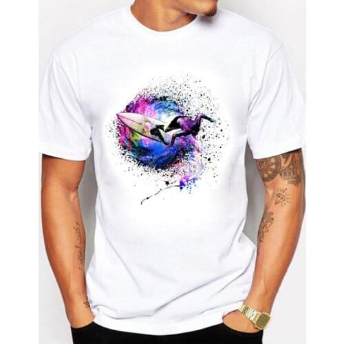 BLWHSA Summer Fashion Men T-Shirts Printing Surfer Colors Short Sleeve T Shirts For Men The Unique Design Clothing