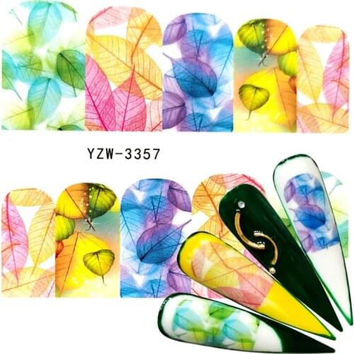 1 Sheet Nail Art Water Decal Spring Theme Nail Sliders Decor Tips Colorful Leaf Pattern Sticker For Nail Beauty Care