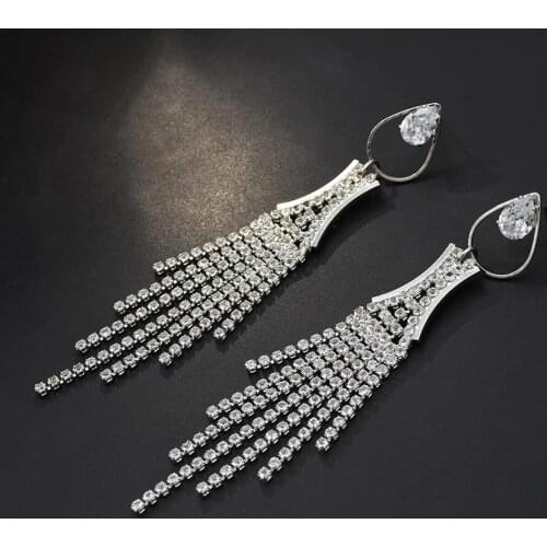 New Bridal Rhinestone Earrings Women Crystal Beads Statement Earring Cocktail Party Charm Jewelry orecchini Birthday Gift