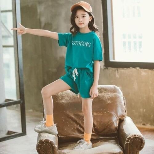 Toddler Girl Clothes Summer Girls Outfits New Short-Sleeved Shorts Two-Piece Fashion 4-15 Years Old