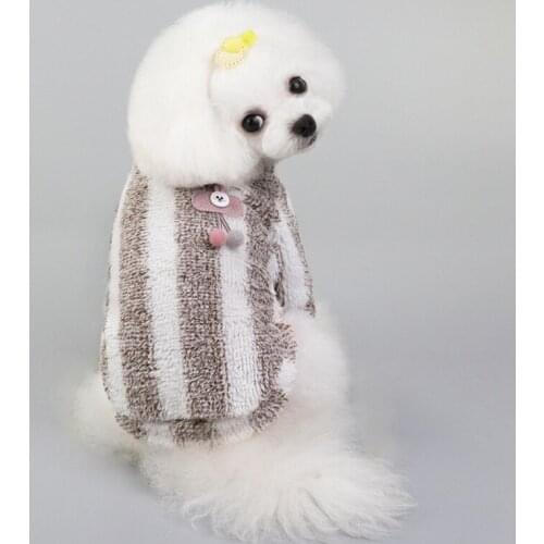 Small Dog Clothes Coat White Striped Sheep Puppy Chihuahua Clothing In Winter Warm Apparel Fashion Pet Costume