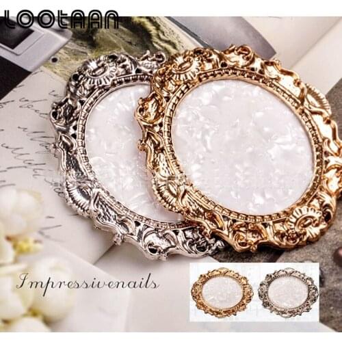 Gold/Sliver Oval Retro Nail Plate Tips Display Showing Stand Board Palette Nail Art Practice False Nails Art Tip Display