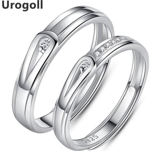 Real Sterling Silver 925 Luxury Zirconia Anniversary Rings for Lover Fashion Couple Ring Silver 925 Solid bijoux