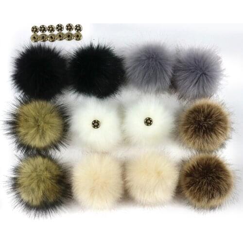 10 PCS False Hairball Hat Ball Pom Pom DIY Artificial Wool Ball Wholesale Cap Accessories Faux Fox Fur PomPom With Buckle